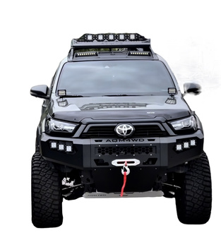 Plieninis priekinis bamperis su 4x4 Offroad plokštele Toyota Hilux 2015-